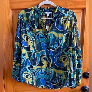 NWT Chico’s Chiffon Clip Dot Swirl Print Blouse Size 1 / 8-10 / M